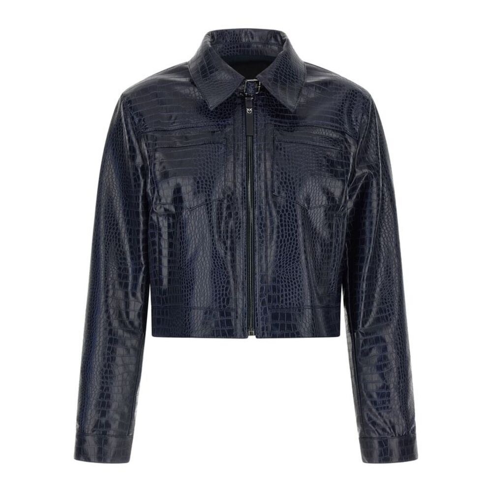 PINKO Blue Viscose Leather Women's Jacket